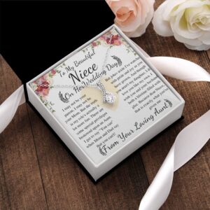 Meaningful Jewelry Gift Alluring Necklace To My Beautiful Niece From Aunt on Her Wedding Day, keepsake gift with Personalized heart touching Message Card (Standard Black box)