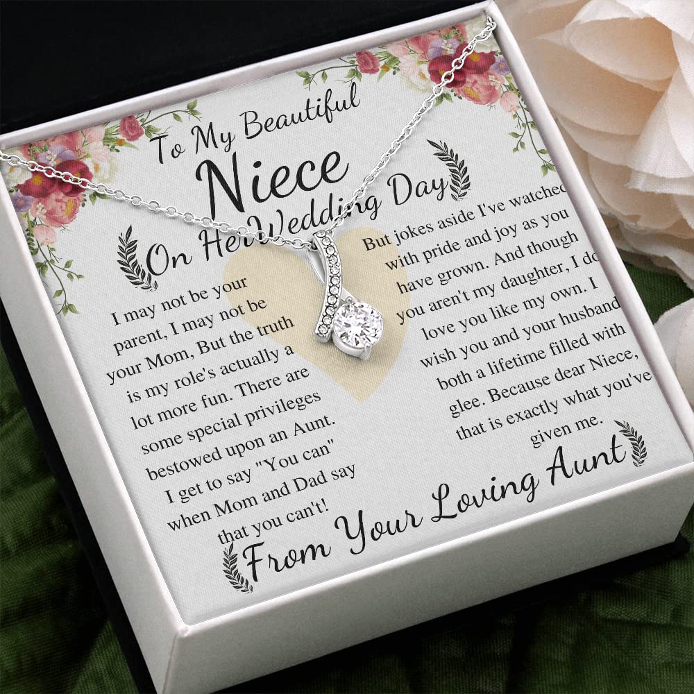 Meaningful Jewelry Gift Alluring Necklace To My Beautiful Niece From Aunt on Her Wedding Day, keepsake gift with Personalized heart touching Message Card (Standard Black box)