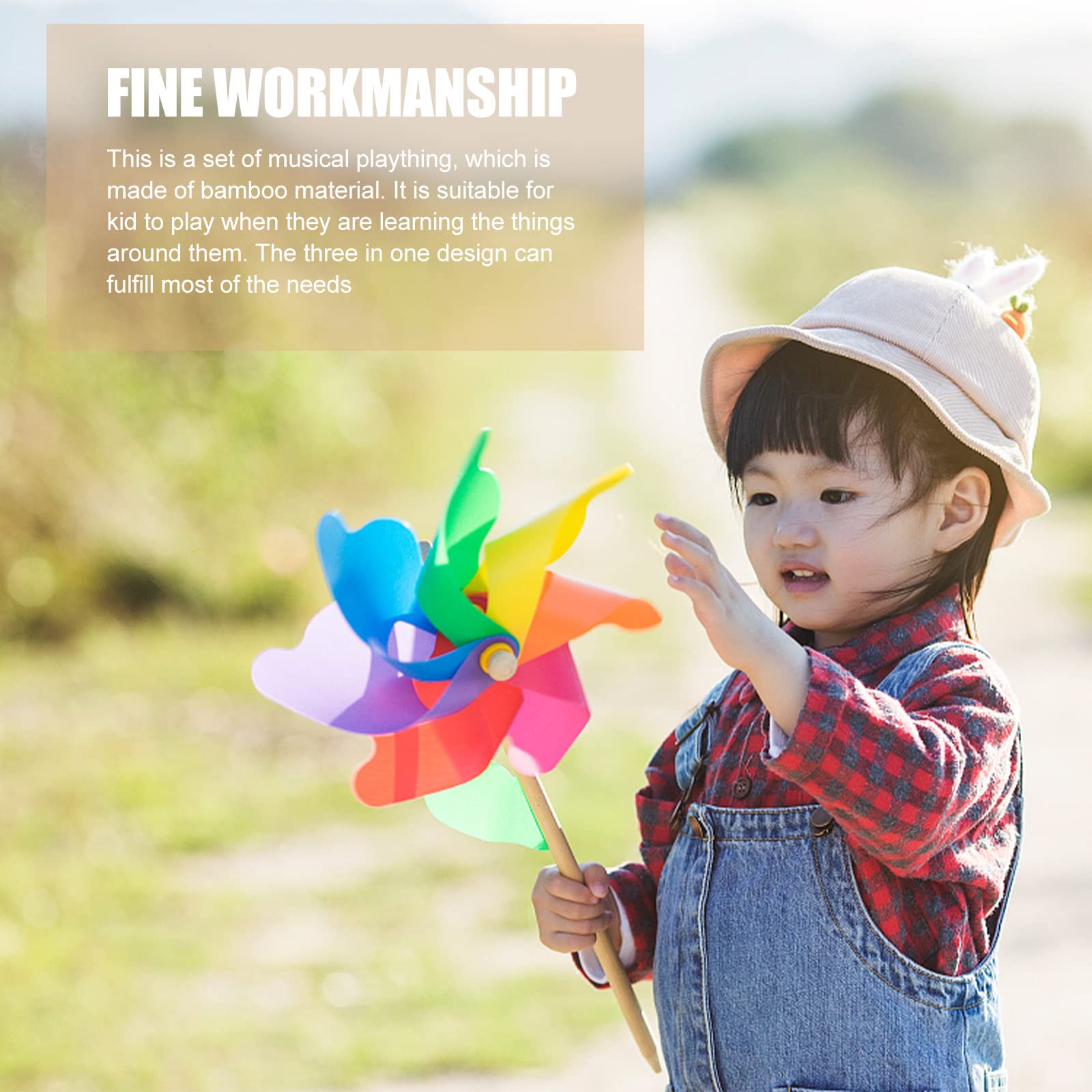 MILISTEN 1 Set Bamboo Flute Windmill Set Wood Whistles Toys Wooden- Copter Toy Spiral Whistles Playthings Dragonfly Multi- Musical Instrument Whistles Referee Wood Toys Advanced UFO Child