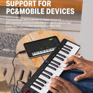 USB MIDI Keyboard Controller MINI 32-Key, Donner N-32 with Screen, Sequencer, Chord, Bend Sound Effects By Light-up Joystick for Mac/PC, Music Production Software, 40 Teaching Courses