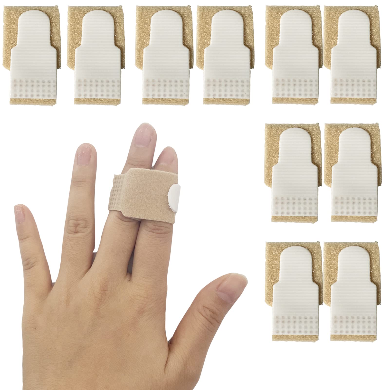 10 Pcs Finger Buddy Wraps, Finger Loops Tapes for Broken for Broken, Jammed, Swollen Finger or Dislocated Joint, Splints Brace for Pinky Ring Middle Index Trigger Finger, Toe Strap Bandage