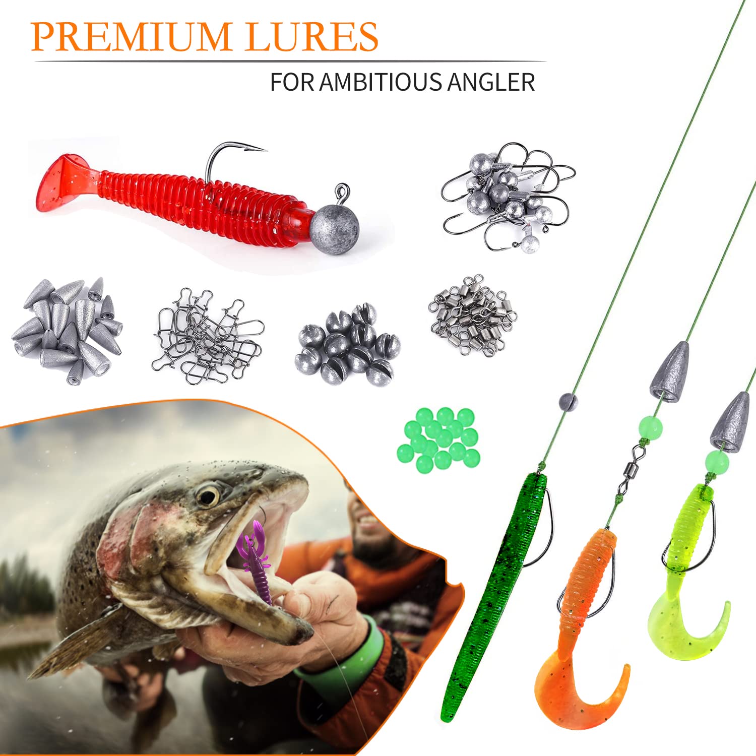 Fishing Lures Baits Tackle Including Animated Lure/Crankbaits/Spinnerbaits/Plastic Worms/Jigs/Topwater Lures/Hooks/Tackle Box and Fishing Lures Kit Set,321pcs Fishing Lure Tackle