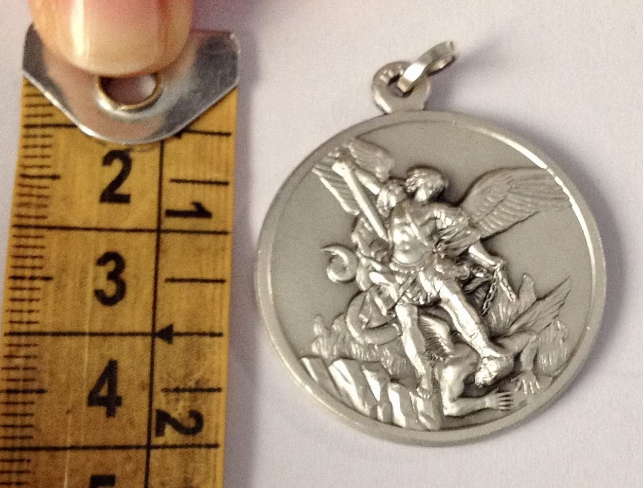 925 STERLING SILVER SAINT MICHAEL THE ARCHANGEL MEDAL - BIG SIZE - MADE IN HIGH RELIEV