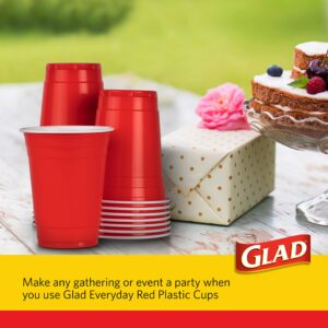 Glad Everyday Plastic Cups 18oz 36ct Red | Red Plastic Cups, 36 Count | Strong and Sturdy Red Plastic Cups for All Occasions, Hold 18 Ounces | Bulk Drinking Cups