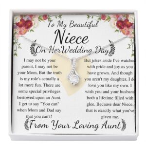 meaningful jewelry gift alluring necklace to my beautiful niece from aunt on her wedding day, keepsake gift with personalized heart touching message card (standard black box)