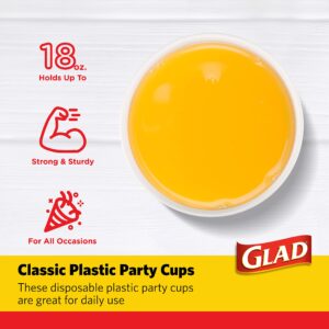 Glad Everyday Plastic Cups 18oz 36ct Red | Red Plastic Cups, 36 Count | Strong and Sturdy Red Plastic Cups for All Occasions, Hold 18 Ounces | Bulk Drinking Cups