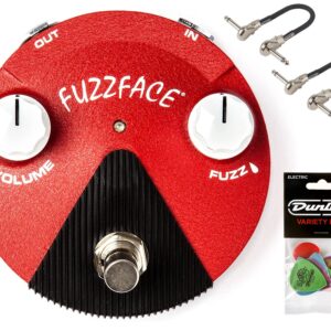 Briskdrop Dunlop FFM6 Band of Gypsys Fuzz Face Mini Bundle with 2 MXR Patch Cables & Dunlop Pick Pack, FFM6PatchBundle