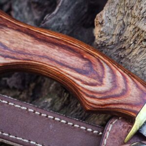 Custom Handmade Hunting Knife Skinner Fixed Blade Knife Damascus Steel 10'' Overall Rose Wood With Sheath