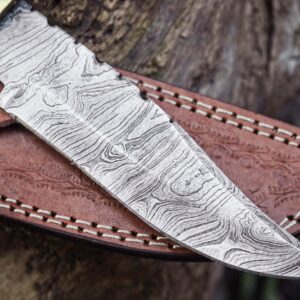 Custom Handmade Hunting Knife Skinner Fixed Blade Knife Damascus Steel 10'' Overall Rose Wood With Sheath