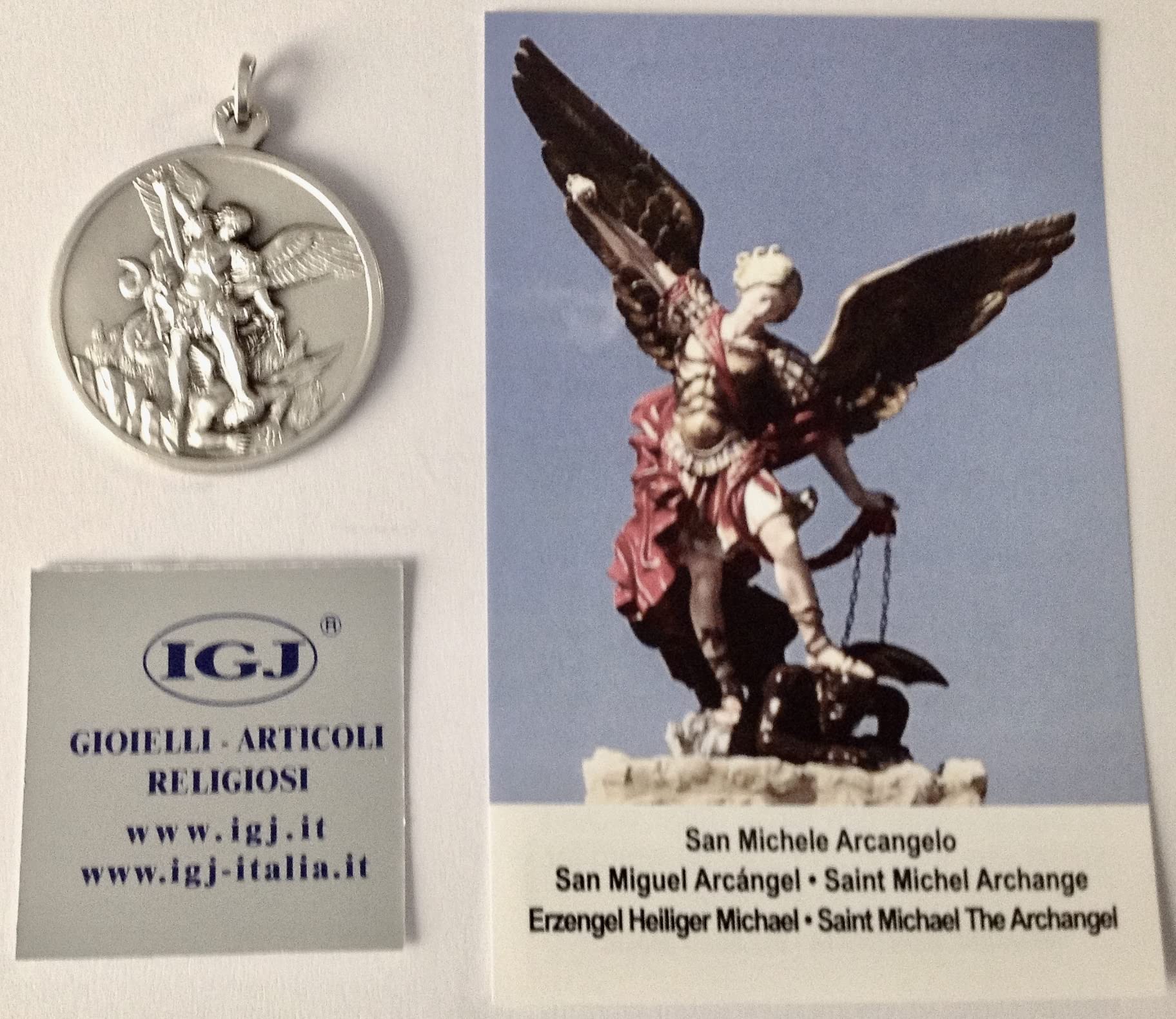 925 STERLING SILVER SAINT MICHAEL THE ARCHANGEL MEDAL - BIG SIZE - MADE IN HIGH RELIEV