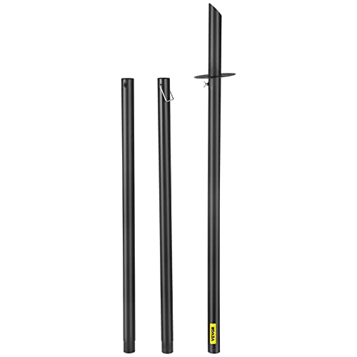 VEVOR String Light Poles, 2 Pack 10.6 FT, Outdoor Powder Coated Steel Lamp Post with Hooks to Hang Lantern and Flags, Universal Mounting Options to Decorate Garden, Patio, and Deck for Party, Black