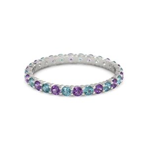 carillon amethyst with london blue topaz round 2.50 mm eternity 925 sterling silver women stackable wedding ring (sterling silver, 9.5)