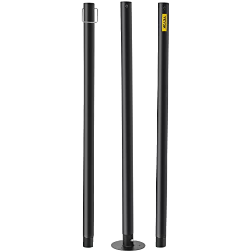 VEVOR String Light Poles, 2 Pack 10.6 FT, Outdoor Powder Coated Steel Lamp Post with Hooks to Hang Lantern and Flags, Universal Mounting Options to Decorate Garden, Patio, and Deck for Party, Black