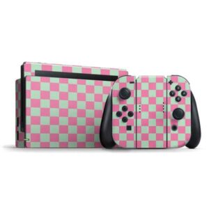 skinit decal gaming skin compatible with nintendo switch bundle - originally designed watermelon checkered design