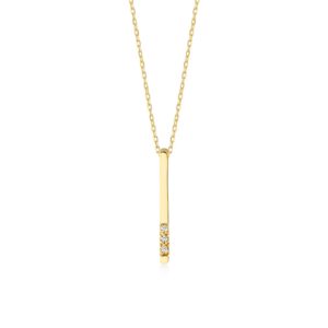 diamond bar necklace for women | 14k real gold vertical bar necklaces | 14k gold long bar pendant necklace | delicate diamond jewelry | gifts for christmas, 18"