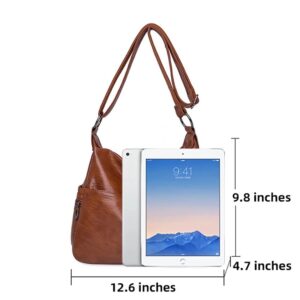 SULCET Crossbody Bag for Women Leather Multi Pockets Shoulder Purse Lightweight Travel Satchel Purse