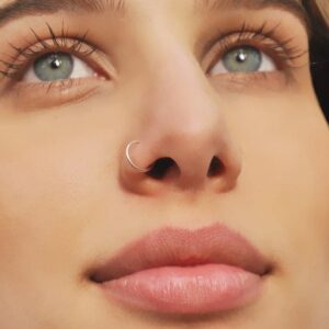 QWALIT Nose Rings Nose Rings Hoops Double Hoop Nose Rings for Women Nose Piercings Jewelry Double Nose Ring for Single Piercing Nose Studs Nose Rings Studs Silver