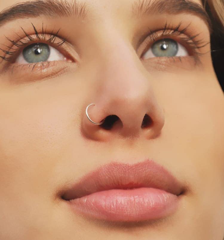 QWALIT Nose Rings Nose Rings Hoops Double Hoop Nose Rings for Women Nose Piercings Jewelry Double Nose Ring for Single Piercing Nose Studs Nose Rings Studs Silver