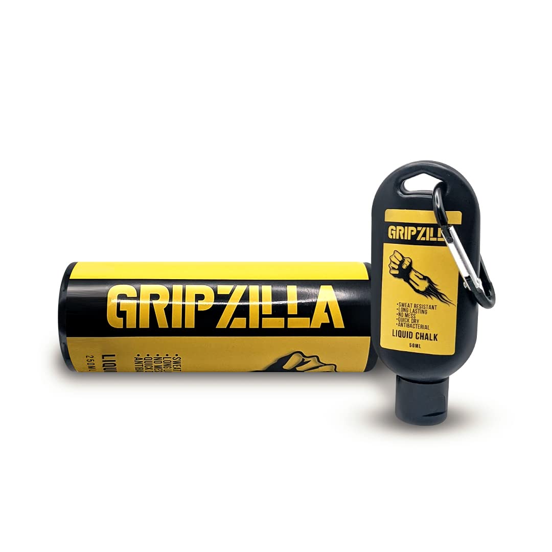 Gripzilla Liquid Chalk Combo Kit Powder (250+50 ML) for Weight Lifting, Gym, Rock Climbing, Pole Grip, Gymnastics, Sports, and Workout Chalk-