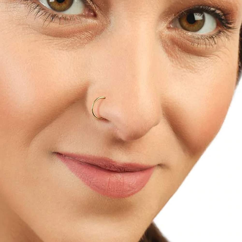 QWALIT Nose Rings Nose Rings Hoops Double Hoop Nose Rings for Women Nose Piercings Jewelry Double Nose Ring for Single Piercing Nose Studs Nose Rings Studs Gold