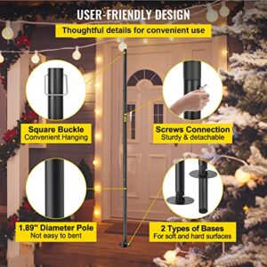 VEVOR String Light Poles, 2 Pack 10.6 FT, Outdoor Powder Coated Steel Lamp Post with Hooks to Hang Lantern and Flags, Universal Mounting Options to Decorate Garden, Patio, and Deck for Party, Black