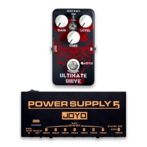 joyo jf-02 ultimate drive overdrive pedal bundle with jp-05 pedal power supply built-in rechargeable battery