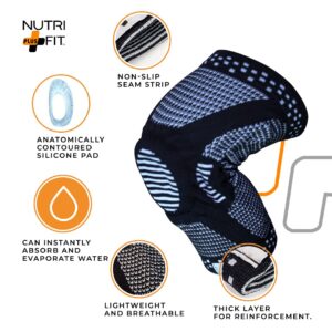 NUTRI PLUS FIT Knee Compression Sleeve Compression Sleeve Joint Pain, Injury Recovery, Meniscus Tear, X-Large, Black