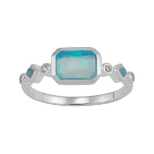 Silpada 'Intergalactic' Lab-Created Opal and Cubic Zirconia Ring in Sterling Silver, Size 9, Size 9