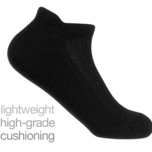 SOL3 Mens All-Day Cushion Socks (Pack of 3) - No Show Athletic Running Low Cut Ankle Socks (Size 9-11, Black)