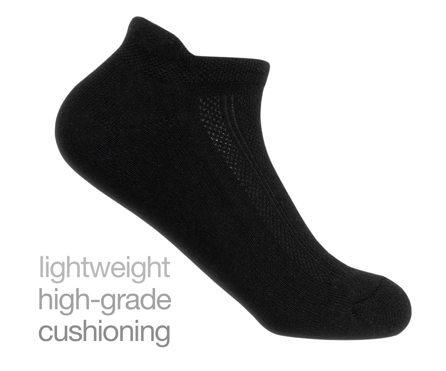 SOL3 Mens All-Day Cushion Socks (Pack of 3) - No Show Athletic Running Low Cut Ankle Socks (Size 9-11, Black)