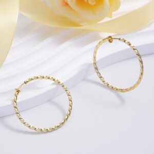 HAISWET Stainless Steel Big Clip On Hoop Earrings 3 Pcs Jewelry Set (40mm-silver and gold)