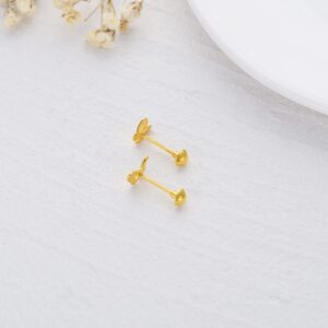 SISGEM 18k Yellow Gold Butterfly Earrings Screw Back, 18 Carat Gold Studs for Women