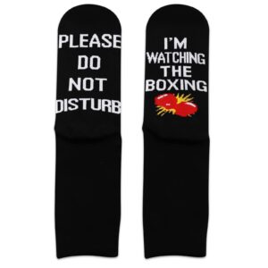 ZJXHPO Please Don’t Disturb I’m Watching The Boxing Novelty Sock Boxing Lover Coach Player Mom Dad Gift Boxer Sock (Disturb Boxing)