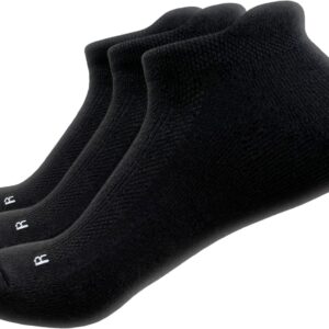 SOL3 Mens All-Day Cushion Socks (Pack of 3) - No Show Athletic Running Low Cut Ankle Socks (Size 9-11, Black)