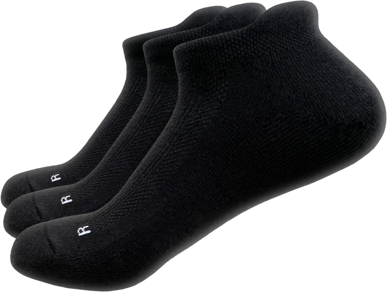 SOL3 Mens All-Day Cushion Socks (Pack of 3) - No Show Athletic Running Low Cut Ankle Socks (Size 9-11, Black)