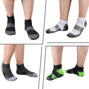 COOVAN Mens Socks Ankle Cushion Athletic Elastic Arch Support Running Tab Socks 6 Pairs