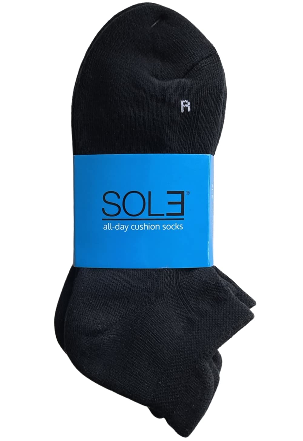 SOL3 Mens All-Day Cushion Socks (Pack of 3) - No Show Athletic Running Low Cut Ankle Socks (Size 9-11, Black)