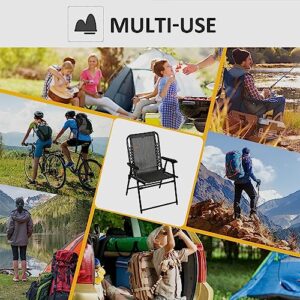 Outsunny Patio Folding Chair, Outdoor Bungee Sling Chair w/Armrests, Portable Lawn Chair for Camping, Garden, Pool, Beach, Backyard, Gray