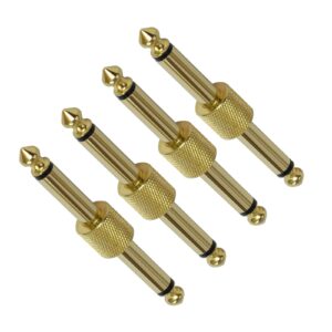 VSN Professional Guitar Pedal Connector, 1/4 inch Copper Guitar Effects Pedal Coupler Straight Type, Gold Plated (4 Pack) …