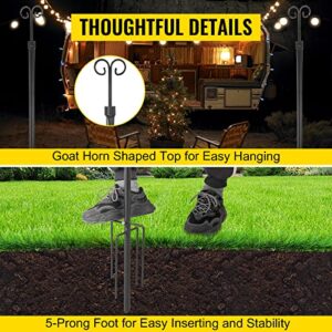 VEVOR String Light Poles, 2 Pack 9.7 FT, Outdoor Powder Coated Stainless Steel Lamp Post with Hooks to Hang Lantern and Flags, Decorate Garden, Backyard, Patio, Deck, for Party and Wedding, Black