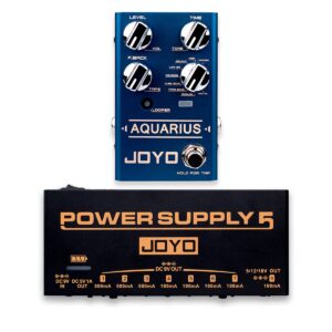 joyo r-07 aquarius digital delay pedal bundle with jp-05 pedal power supply built-in rechargeable battery