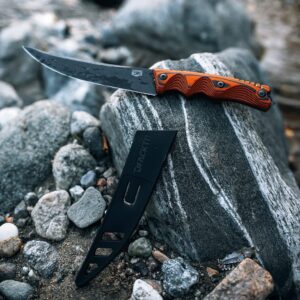 DFACKTO 6in Fieldbutcher Hybrid Boning Fillet Knife, G10 Handle, High Carbon Steel, Camping and Kitchen Knife for Hunting, Fishing, Butchering, Tactical Outdoor Knife (Orange)