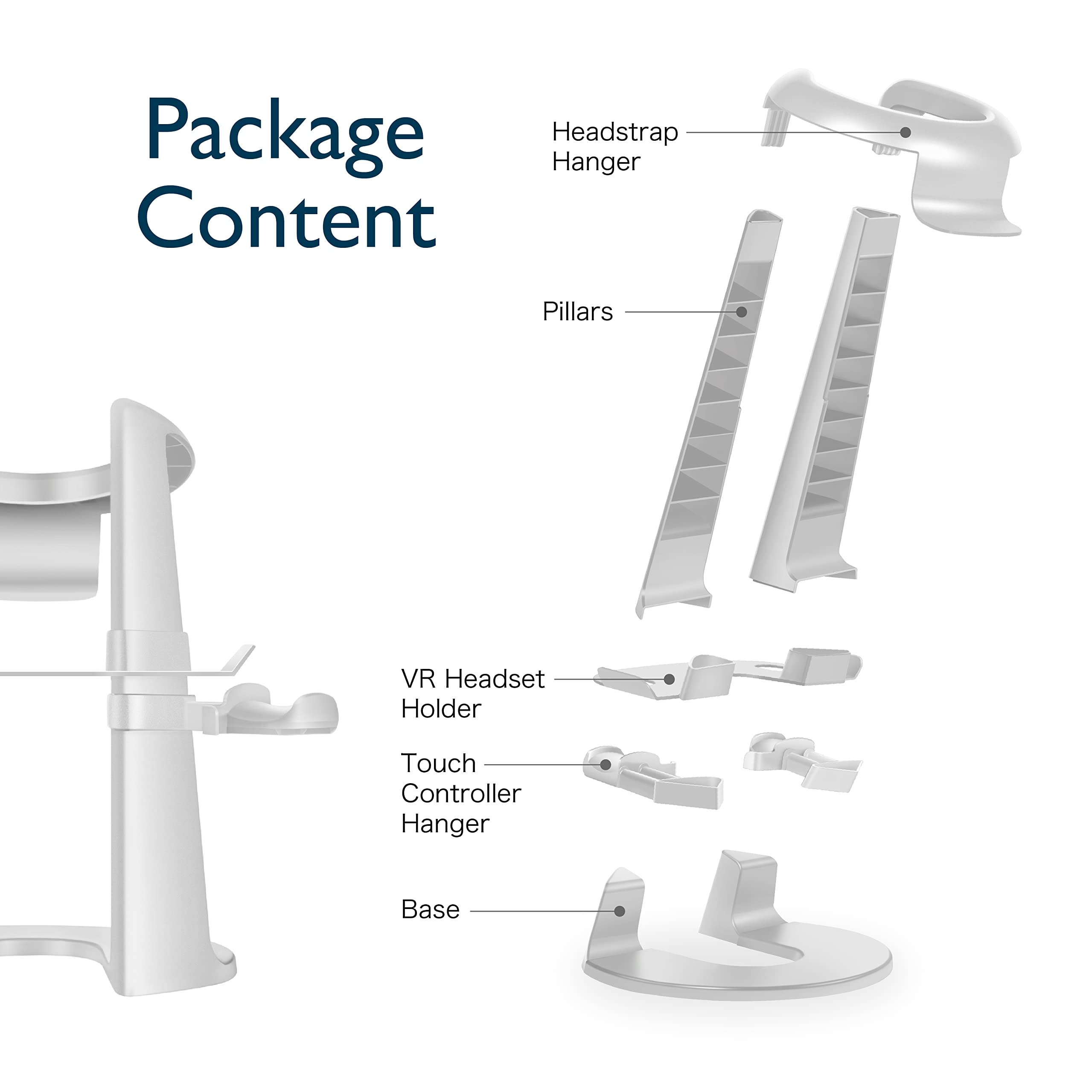 TNP VR Headset Stand for Oculus Quest 2 Holder Touch Controller Display Stand Docking Station White, Meta Quest 2/ Quest/Rift/Rift S/Samsung Odyssey VR Stand/Valve Index/HTC Vive/Valve Index