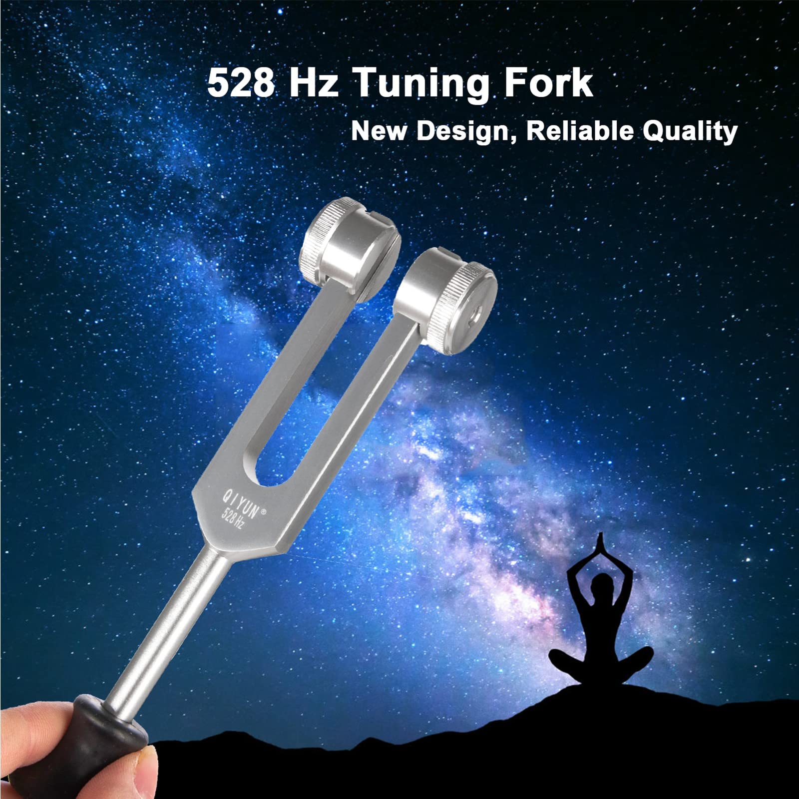 QIYUN Tuning Fork, 528 Hz Tuning Forks For Healing with Silicone Hammer and Cleaning Cloth for DNA Repair Healing and Perfect Healing Musical Instrument