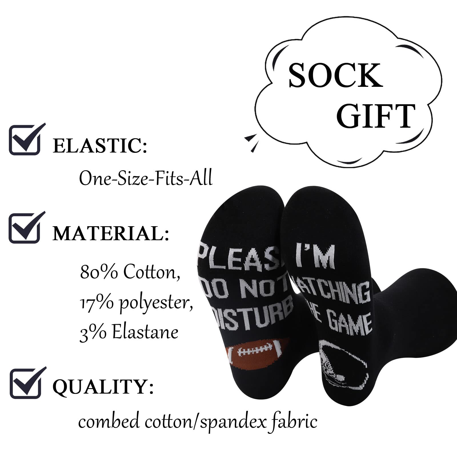 ZJXHPO Football Game Socks Please Don’t Disturb I’m Watching The Game Novelty Sock For Football Team Player Lover Mom Dad Coach (Football game sock)