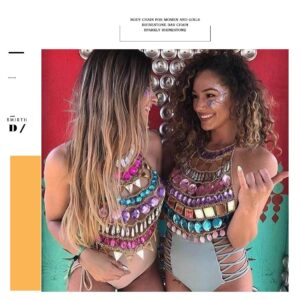 Bmirth Body Chain Rhinestone Pearl Bikini Chain Sexy Bar Chest Body Jewelry Rave Nightclub Party Festival Body Accessories for Women and Girls (Colorful-2)