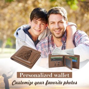 Lovejewelry Personalized Custom Picture Wallets for Men Engraved Leather Photo Wallet for Father Boyfriend (Style 4)