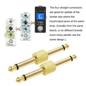 VSN Professional Guitar Pedal Connector, 1/4 inch Copper Guitar Effects Pedal Coupler Straight Type, Gold Plated (4 Pack) …