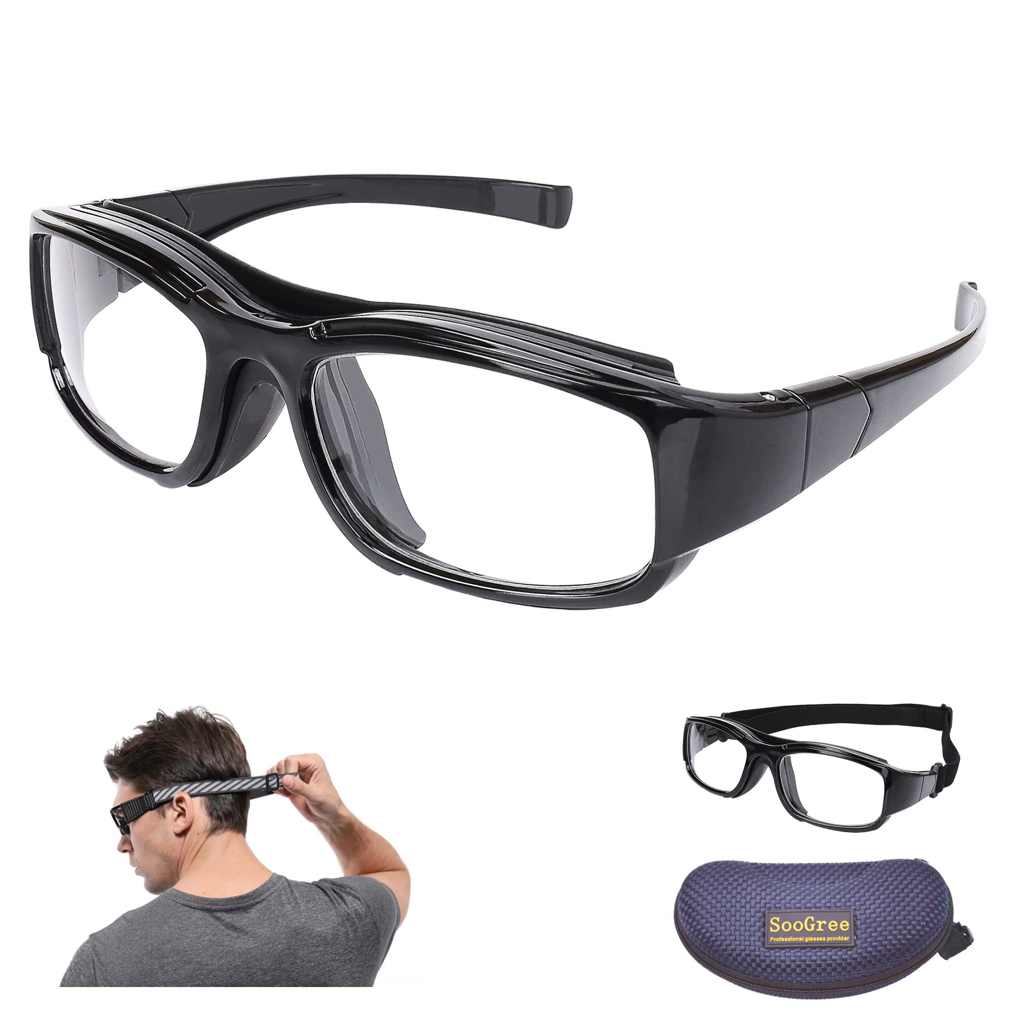 SooGree Sport Goggles Glasses Squash & Racquetball Goggles Basketball Glasses Adjustable Strap Resistant Impact