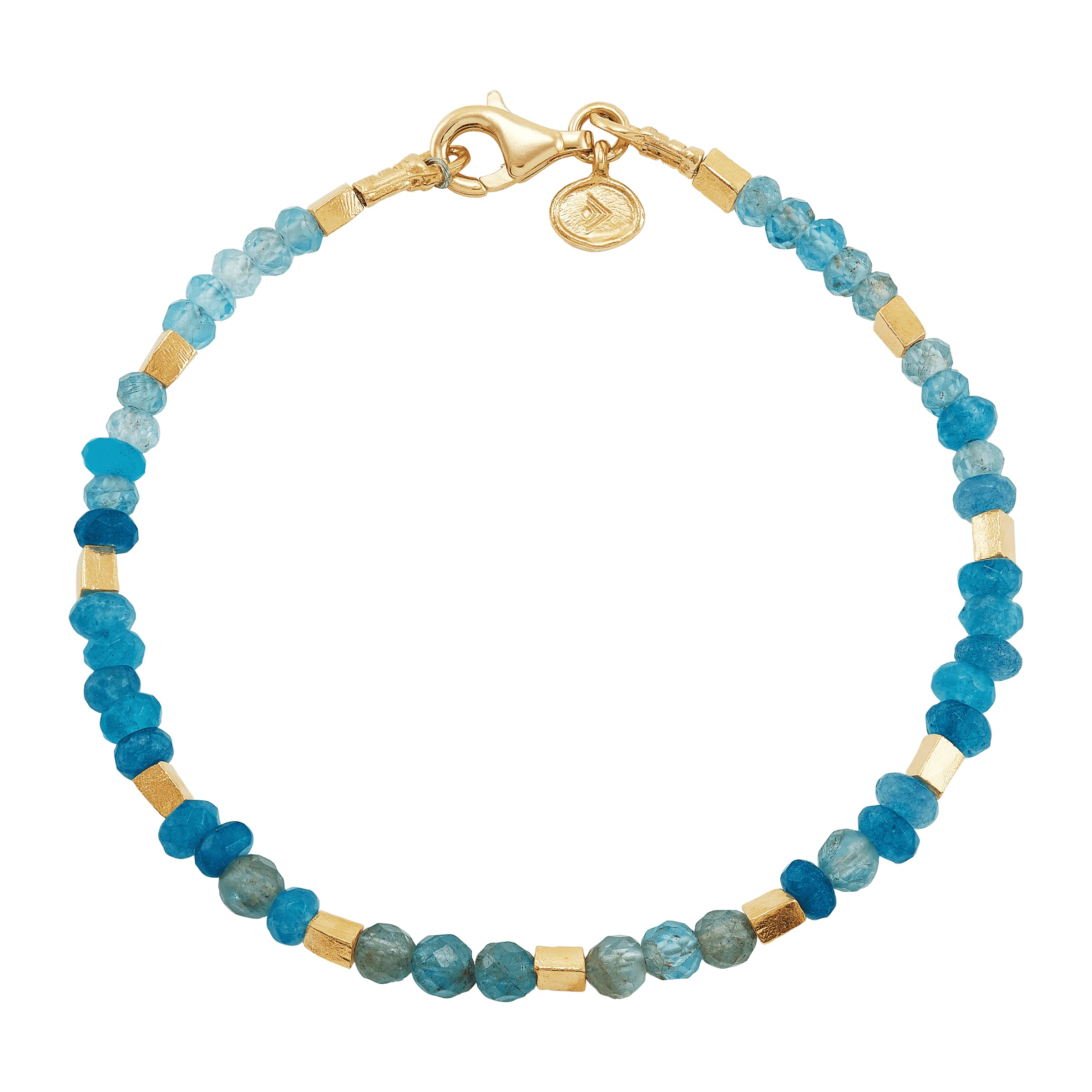 Silpada 'Blue Tide' Apatite and Jade Bracelet in 14K Yellow Gold-Plated Sterling Silver, 7.5"